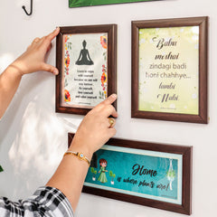 Home is where plants are Wall Combo | Red Macrame shelf with frames