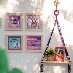 Sparkle like a Unicorn Wall Combo| Purple Macrame Bead Shelf with frames