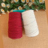 Combo White & Mehroon - 3 mm Twisted Macrame Cord