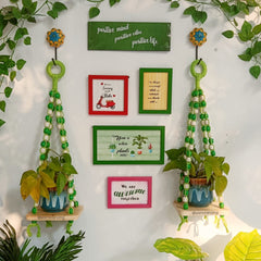 Green Knot & Bead | Macrame Shelves with Frames & Planter-0011
