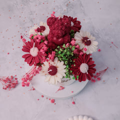 Teddy with Daisy Bouquet Candles