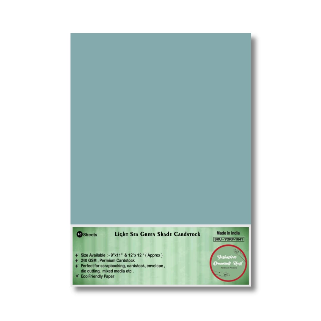 Light Sea Green Shade Cardstock  A-4 size (Pack of 10 Sheets)