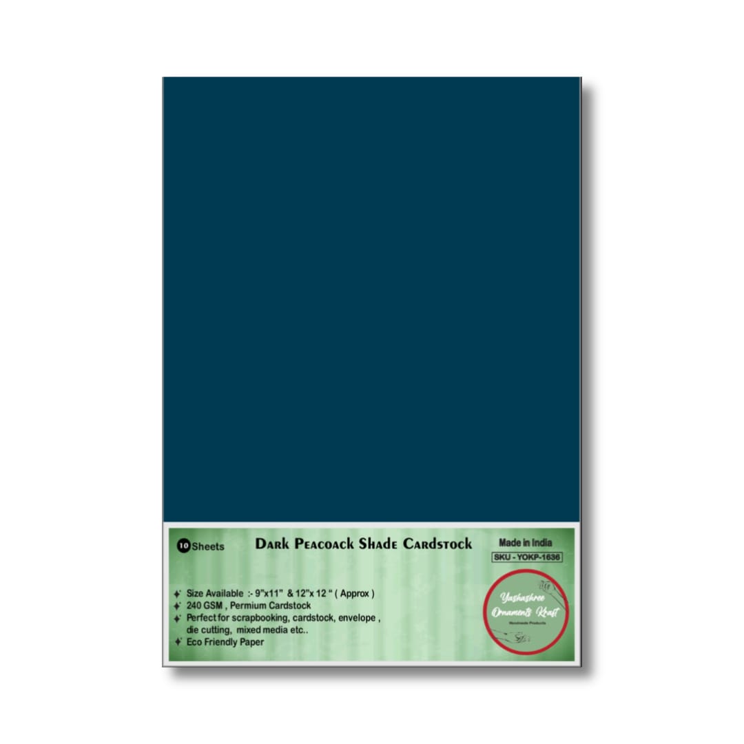 Dark Peacoack Shade Cardstock A-4  (Pack of 10 Sheets)