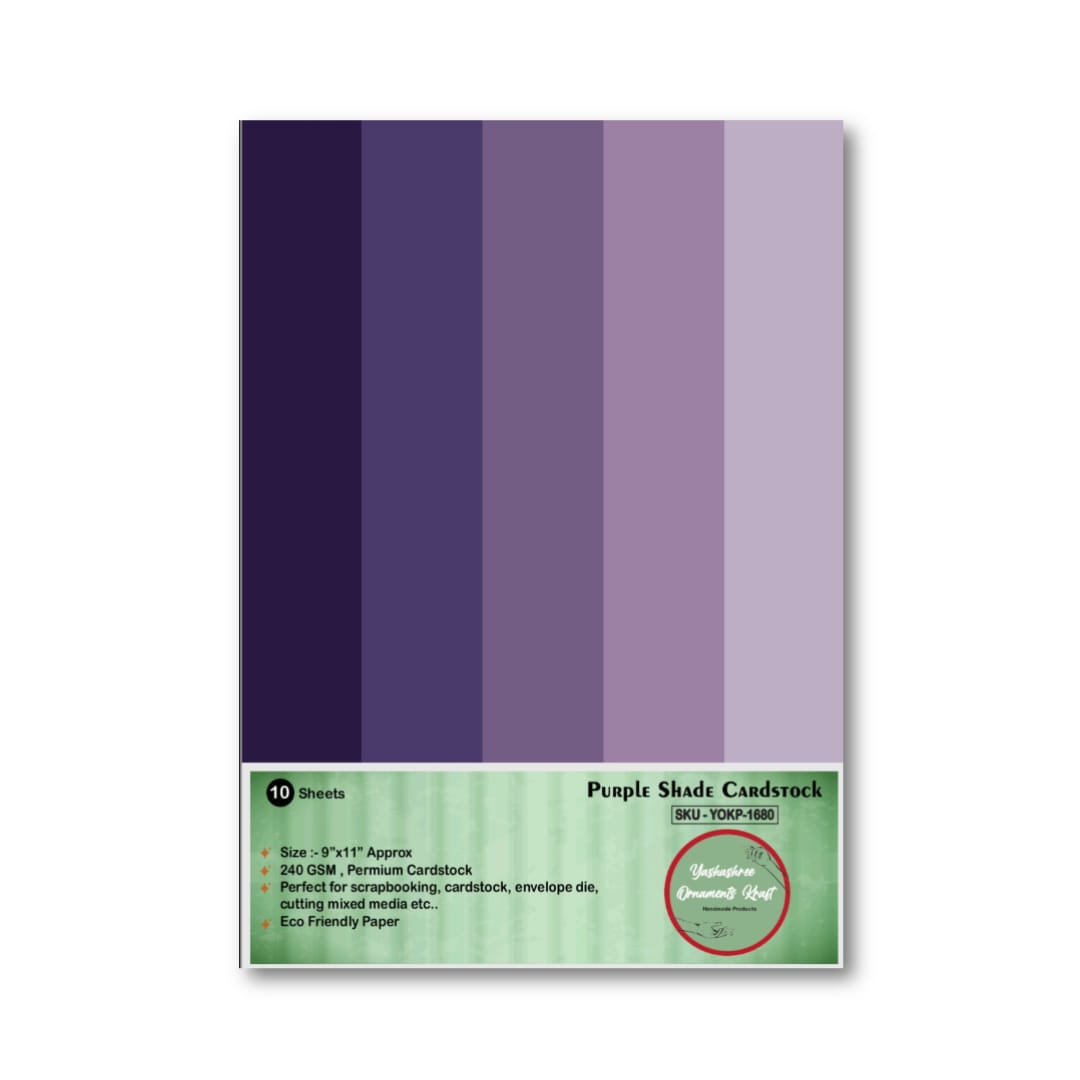 Purple Shade Cardstock  A-4 size  (Pack of 10 Sheets)