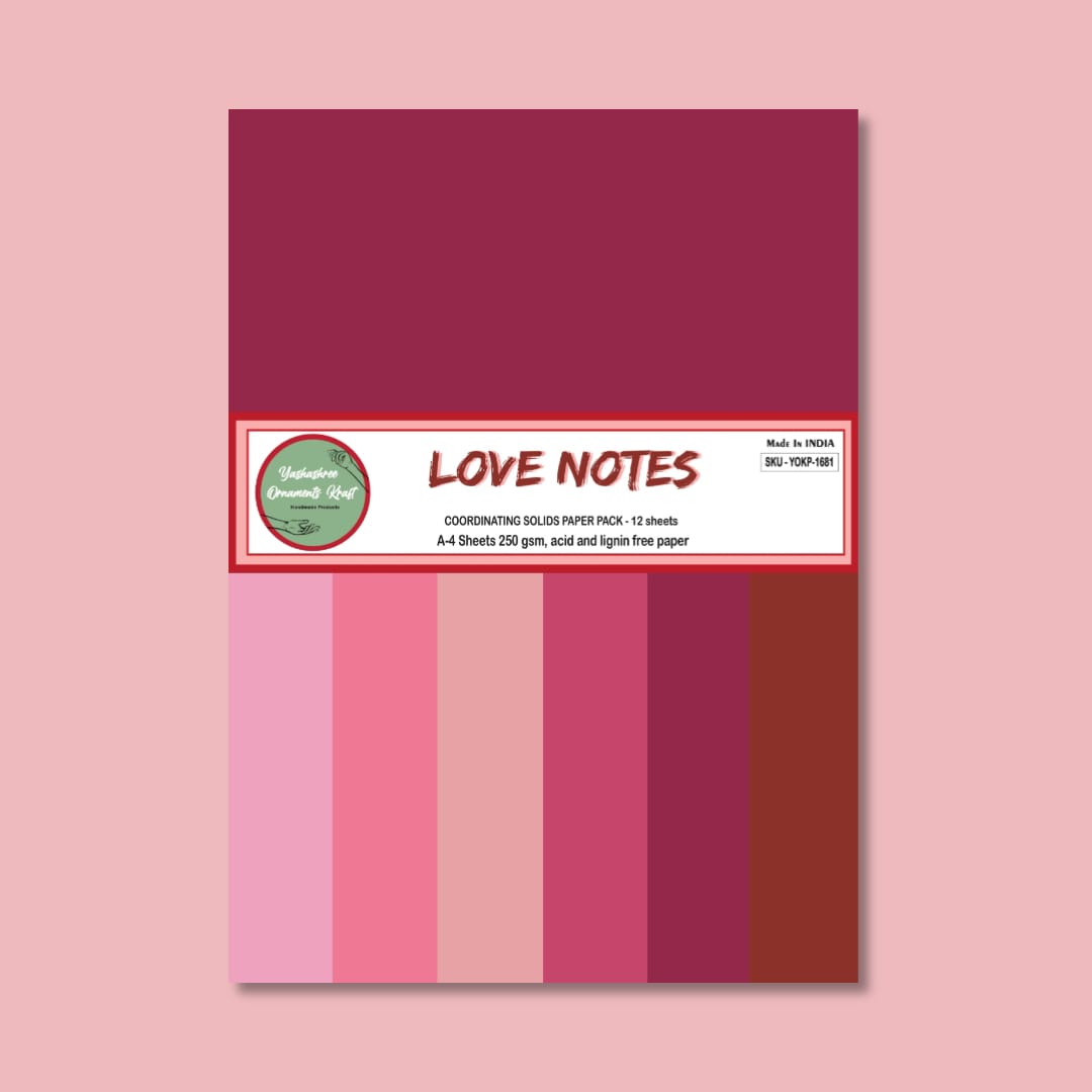 A-4 Coordinating Solid  Paper Pack (Love Notes)