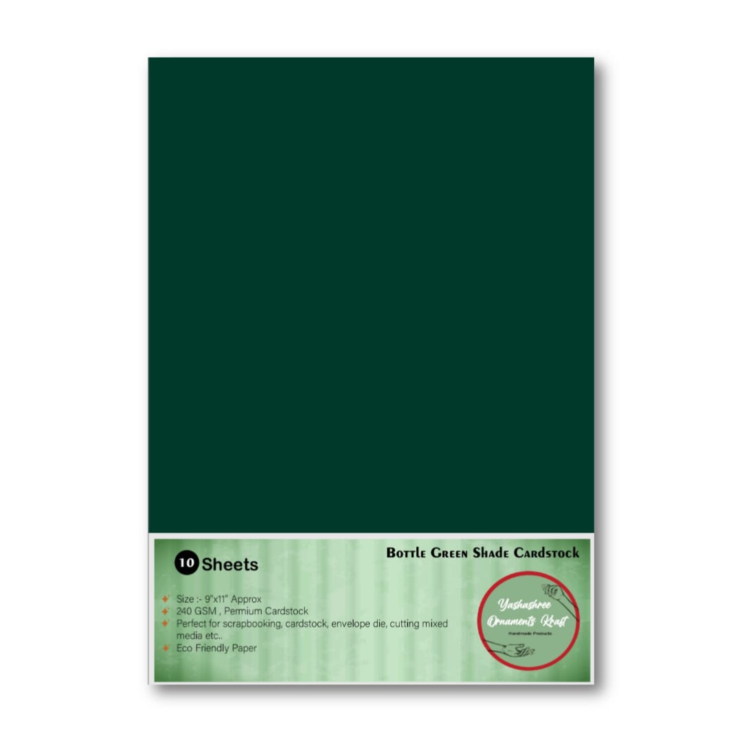 Bottle Green Shade Cardstock A-4 (Pack of 10 Sheets)