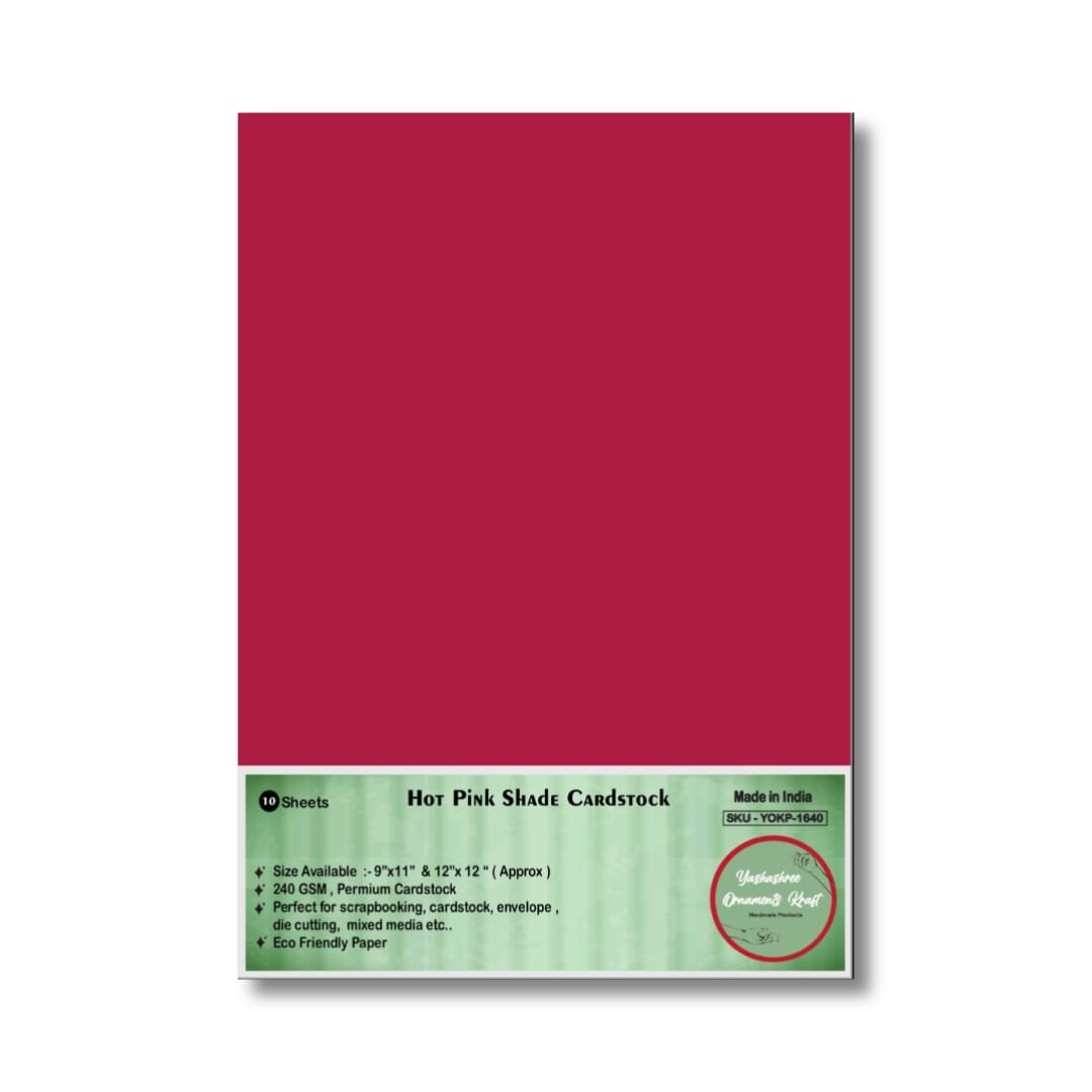 Hot Pink Shade Cardstock  A-4 size (Pack of 10 Sheets)